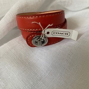 Coach Leather turnlock wrap bracelet
